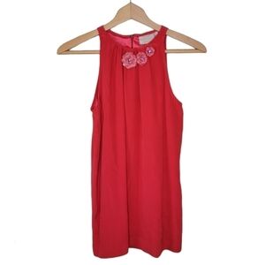Rungolee Red Floral Accent Tunic Tank Blouse Size XS